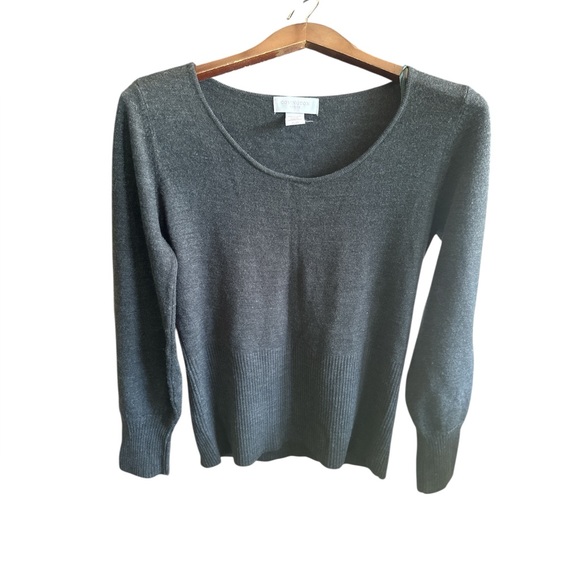 Ann Taylor Sweaters - Covington Women’s Size Petite Large Charcoal Scoop Neck Knit Sweater Top PL Used
